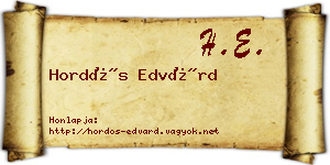 Hordós Edvárd névjegykártya